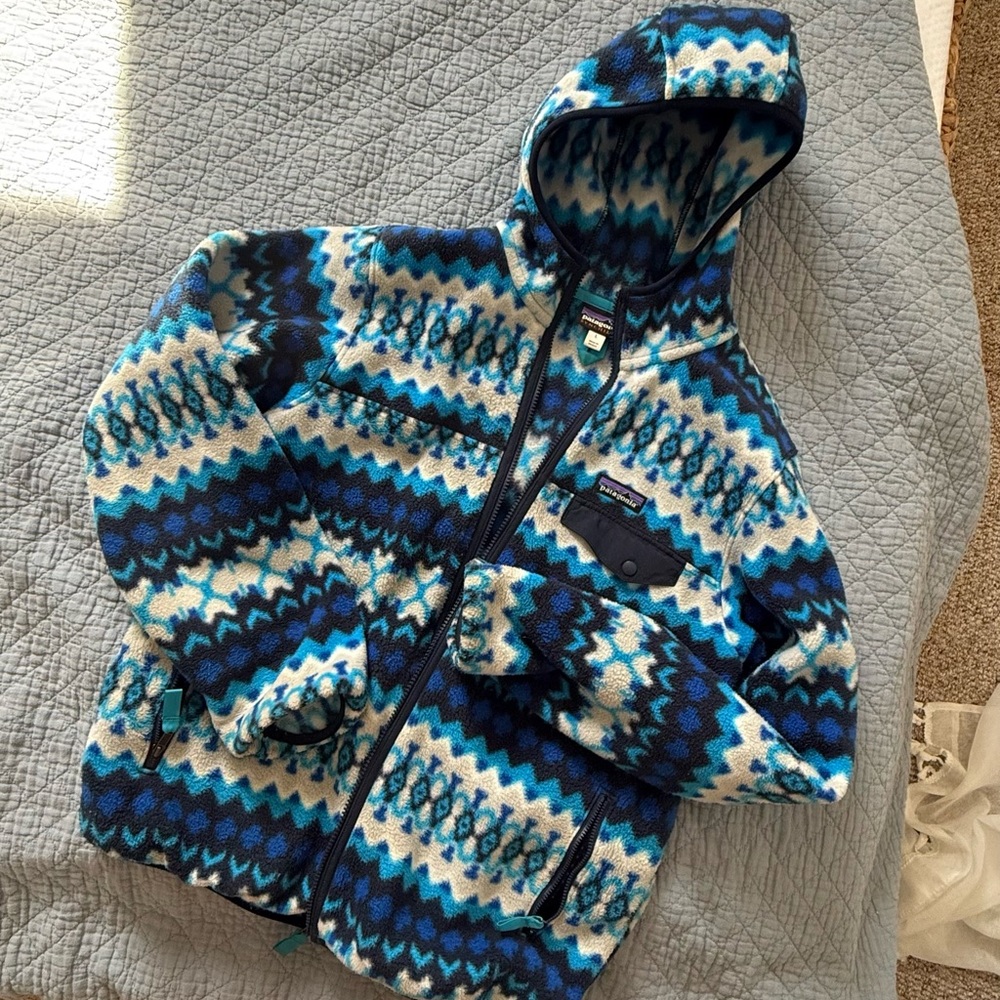 Patterned Blue and White  Hoodie